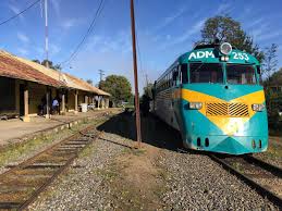 Tren histórico Ramal Talca-Constitución atravesando valles verdes del Maule